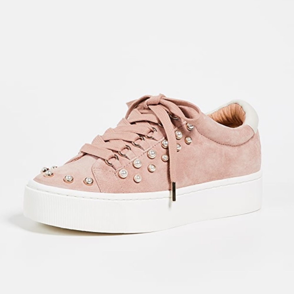 New JOIE Handan Suede Pearl Pink Platform Sneaker - Picture 3 of 9